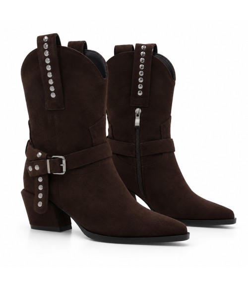 Bota Marron Estilo Cowboy con Hebilla Montevita 105374
