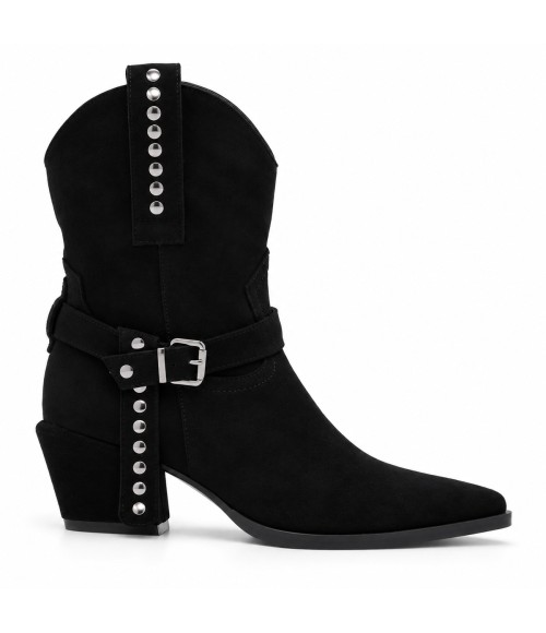 Bota Negra Estilo Cowboy con Hebilla Montevita 105375