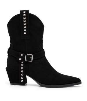 Bota Negra Estilo Cowboy con Hebilla Montevita 105375