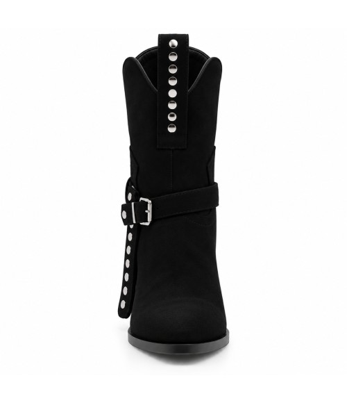 Bota Negra Estilo Cowboy con Hebilla Montevita 105375
