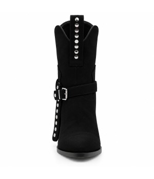 Bota Negra Estilo Cowboy con Hebilla Montevita 105375
