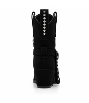 Bota Negra Estilo Cowboy con Hebilla Montevita 105375