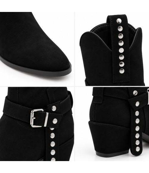 Bota Negra Estilo Cowboy con Hebilla Montevita 105375