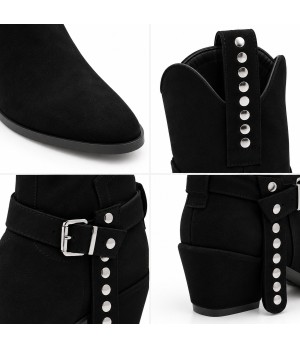 Bota Negra Estilo Cowboy con Hebilla Montevita 105375