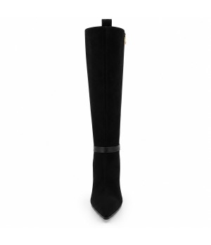 Bota Negra Tacon con Detalle Hebilla Dorada Montevita 105376