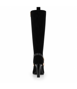 Bota Negra Tacon con Detalle Hebilla Dorada Montevita 105376