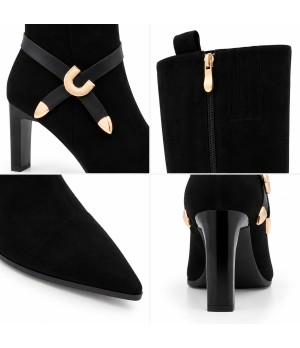 Bota Negra Tacon con Detalle Hebilla Dorada Montevita 105376
