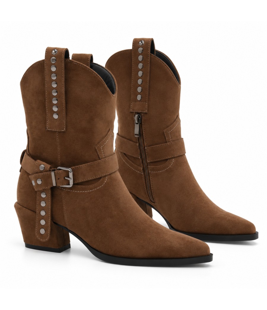 Bota Taupe Estilo Cowboy con Hebilla Montevita 105377