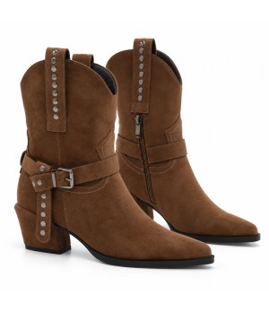 Bota Taupe Estilo Cowboy con Hebilla Montevita 105377
