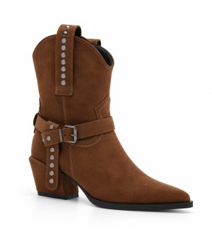 Bota Taupe Estilo Cowboy con Hebilla Montevita 105377