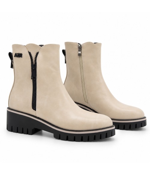 Botin Beige Suela Track Cremallera Lateral Montevita 105378