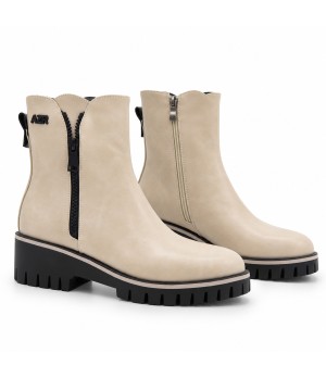 Botin Beige Suela Track Cremallera Lateral Montevita 105378