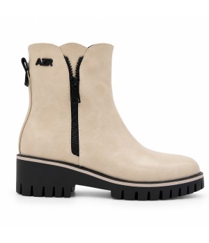 Botin Beige Suela Track Cremallera Lateral Montevita 105378