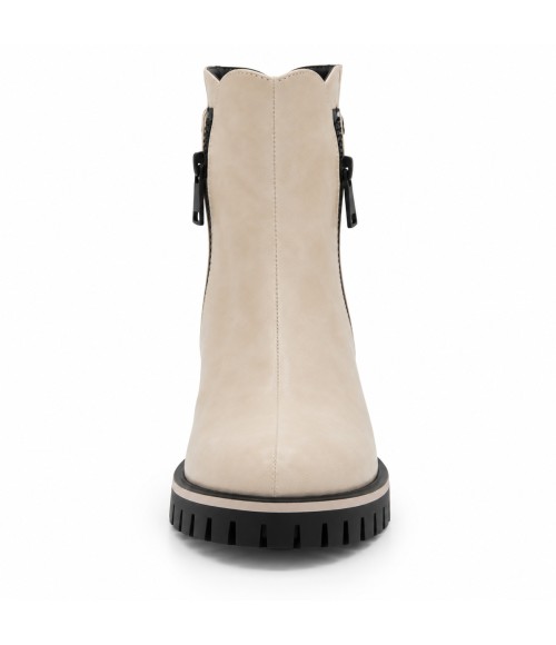 Botin Beige Suela Track Cremallera Lateral Montevita 105378