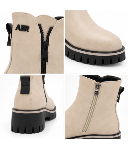 Botin Beige Suela Track Cremallera Lateral Montevita 105378