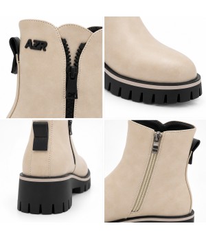 Botin Beige Suela Track Cremallera Lateral Montevita 105378