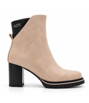 Botin Beige Tacon Alto Bloque Cremallera Montevita 105379
