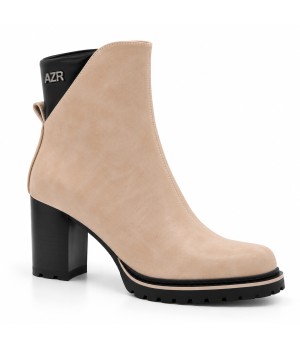Botin Beige Tacon Alto Bloque Cremallera Montevita 105379