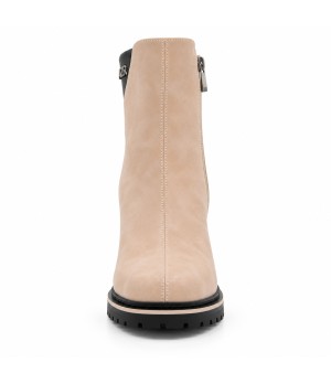 Botin Beige Tacon Alto Bloque Cremallera Montevita 105379