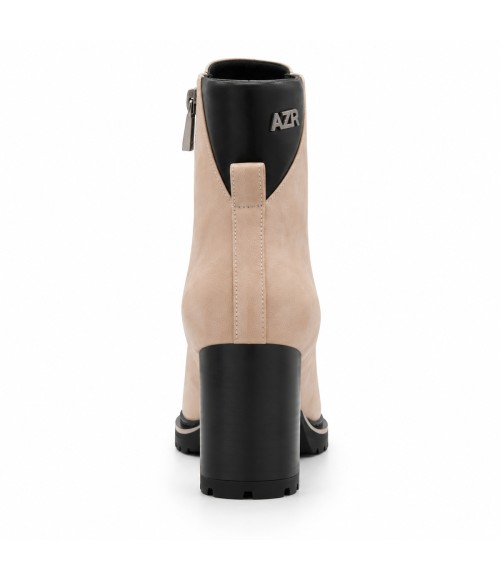 Botin Beige Tacon Alto Bloque Cremallera Montevita 105379