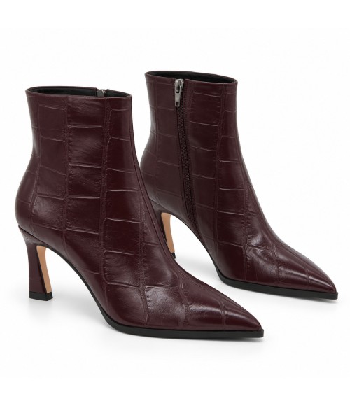 Botin Burdeos Coco Tacon Fino Cremallera Interior Montevita 105381