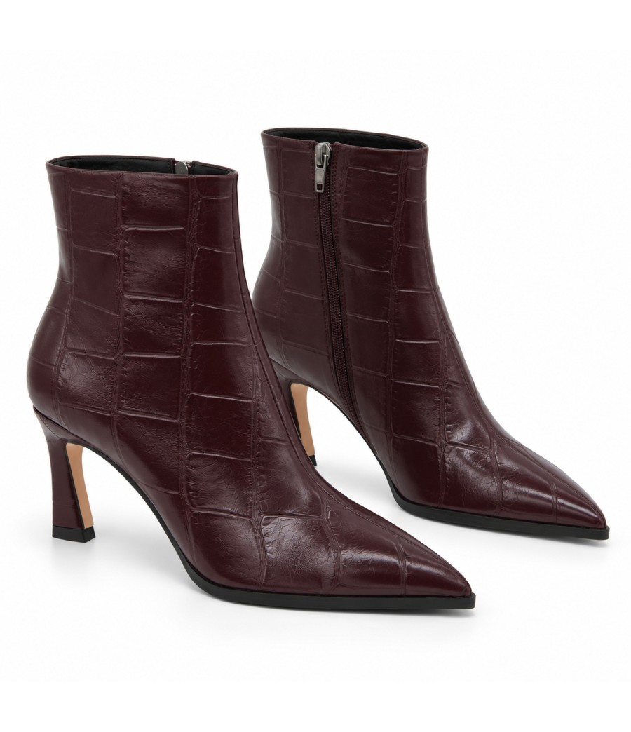 Botin Burdeos Coco Tacon Fino Cremallera Interior Montevita 105381