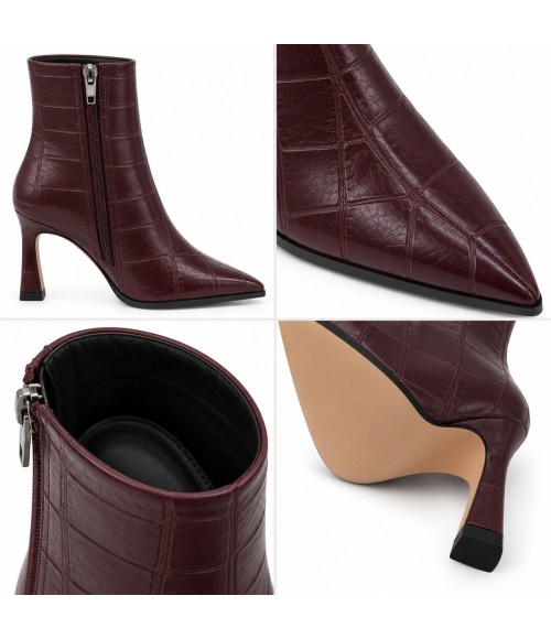 Botin Burdeos Coco Tacon Fino Cremallera Interior Montevita 105381
