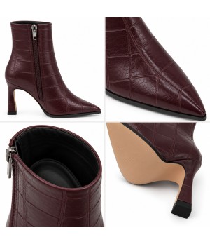 Botin Burdeos Coco Tacon Fino Cremallera Interior Montevita 105381