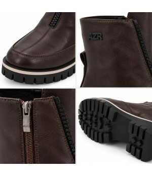 Botin Marron Chocolate Suela Track Cremallera Frontal Montevita 105383
