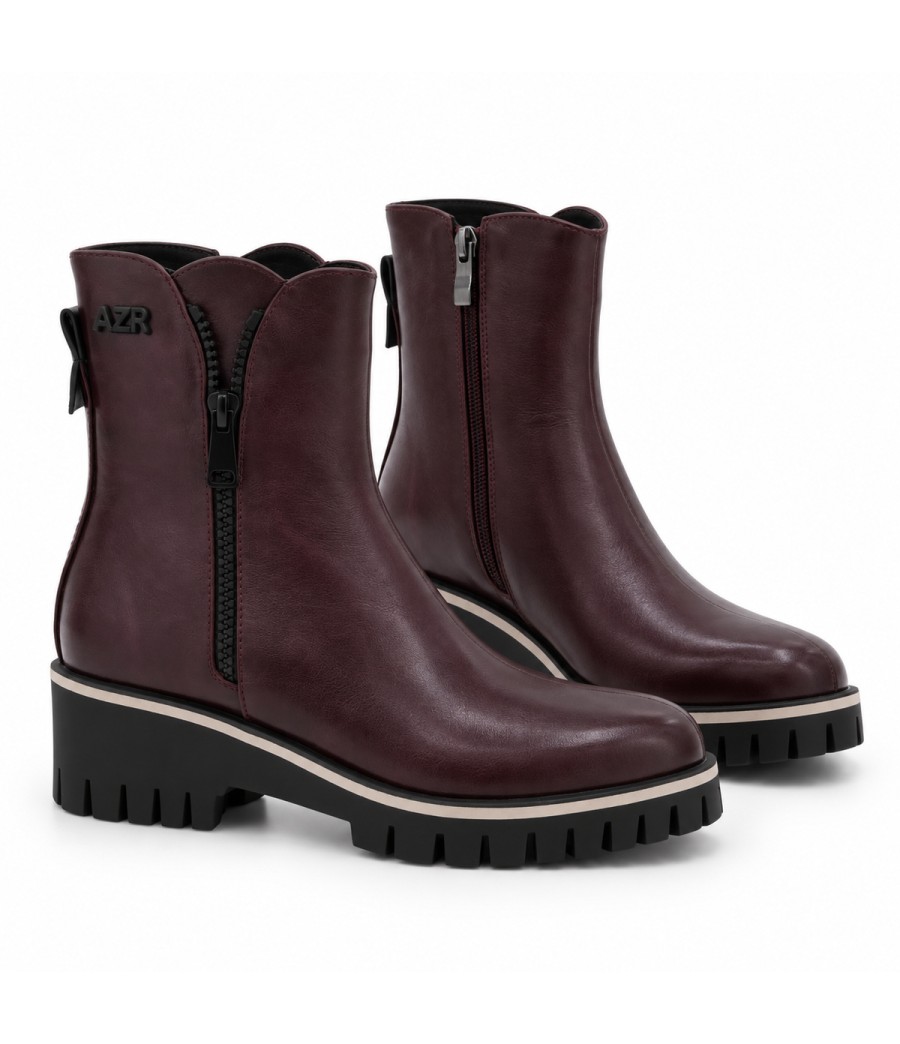 Botin Burdeos Suela Track Cremallera Lateral Montevita 105384