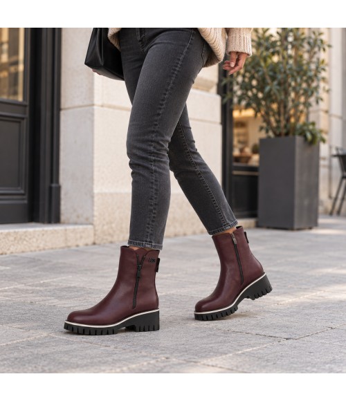 Botin Burdeos Suela Track Cremallera Lateral Montevita 105384