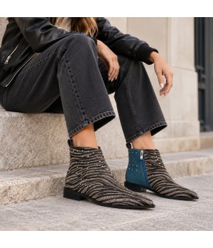 Botin Cebra Azul con Tachas y Punta Fina Montevita 105385