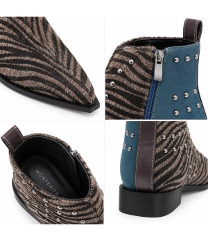 Botin Cebra Azul con Tachas y Punta Fina Montevita 105385