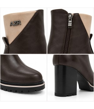 Botin Marron con Tacon y Detalle Beige Montevita 105394