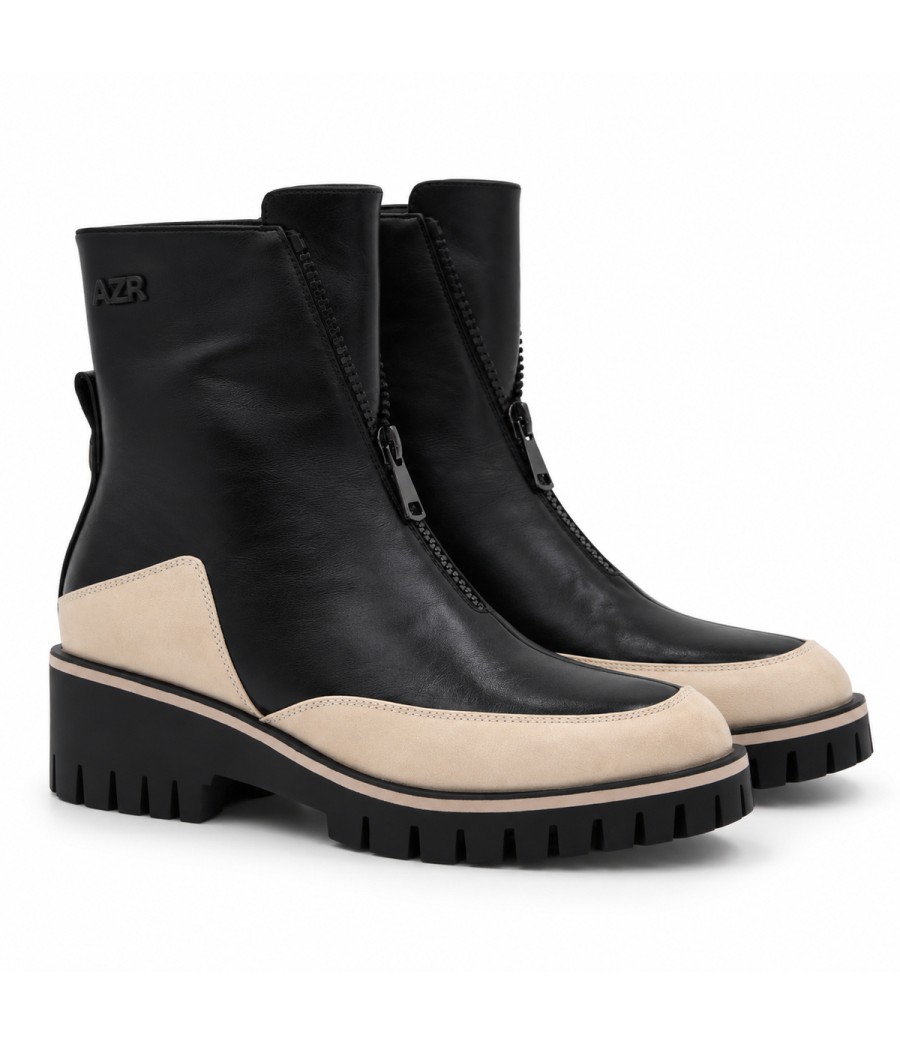 Botin Negro Suela Track Cremallera Frontal Montevita 105409