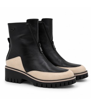 Botin Negro Suela Track Cremallera Frontal Montevita 105409