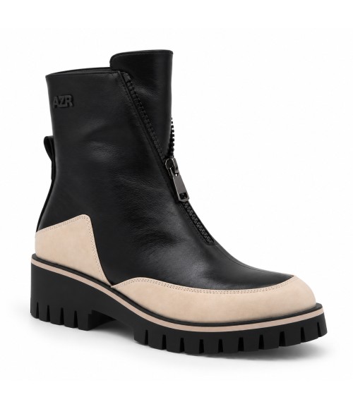Botin Negro Suela Track Cremallera Frontal Montevita 105409