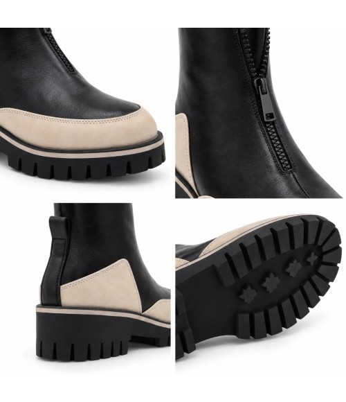 Botin Negro Suela Track Cremallera Frontal Montevita 105409