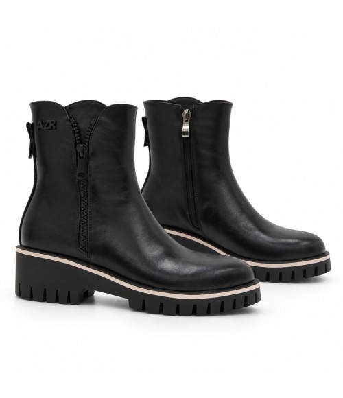 Botin Negro Suela Track Cremallera Lateral Montevita 105410