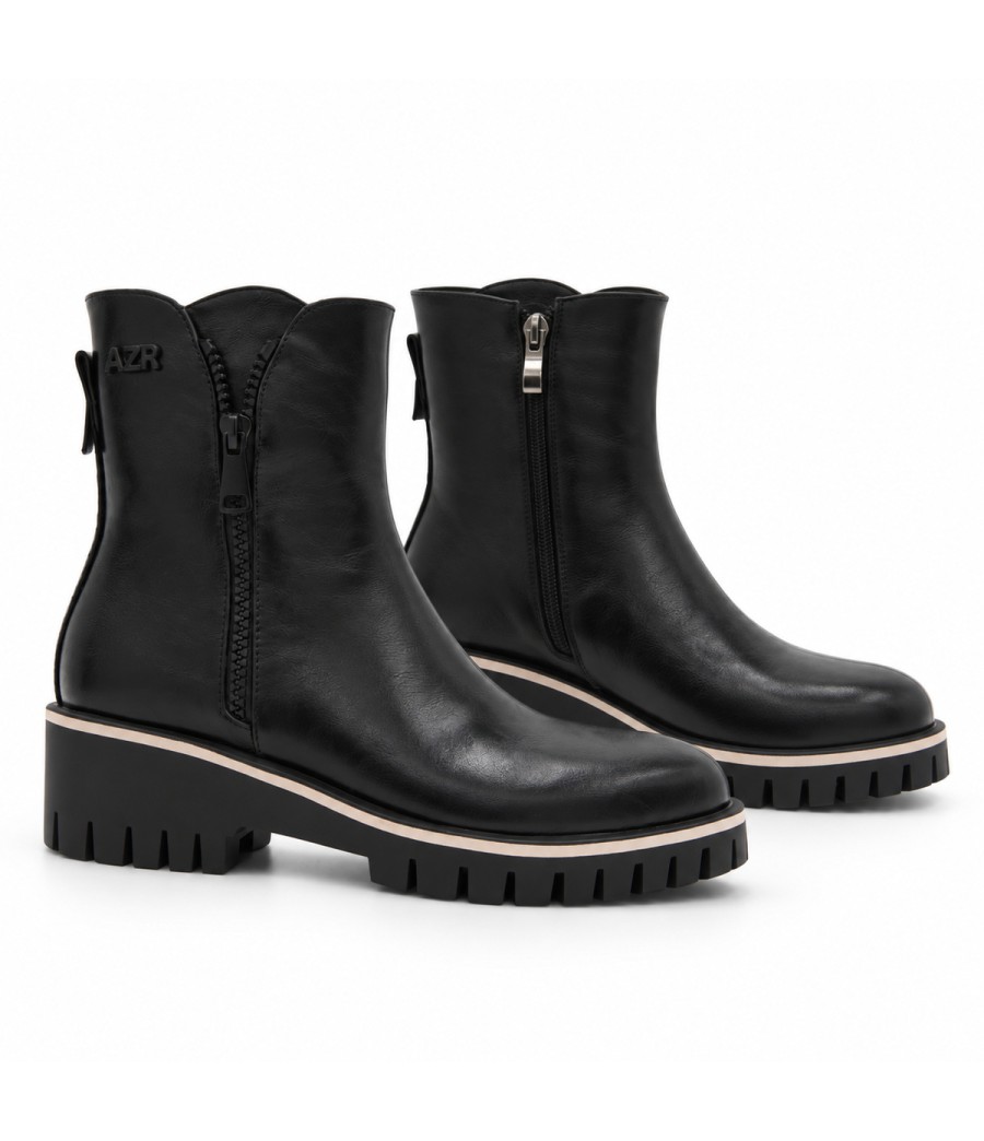 Botin Negro Suela Track Cremallera Lateral Montevita 105410