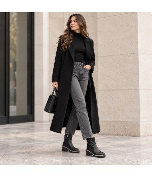 Botin Negro Suela Track Cremallera Lateral Montevita 105410