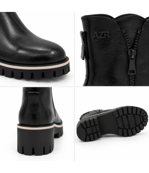 Botin Negro Suela Track Cremallera Lateral Montevita 105410