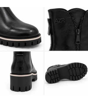 Botin Negro Suela Track Cremallera Lateral Montevita 105410