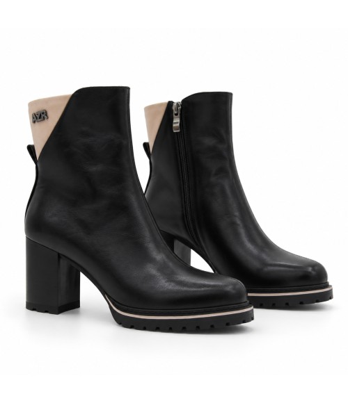 Botin Negro Tacon Alto Bloque Cremallera Montevita 105412