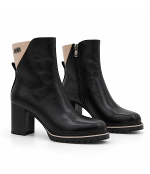 Botin Negro Tacon Alto Bloque Cremallera Montevita 105412
