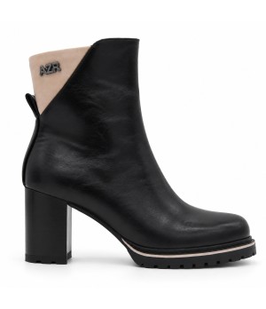 Botin Negro Tacon Alto Bloque Cremallera Montevita 105412
