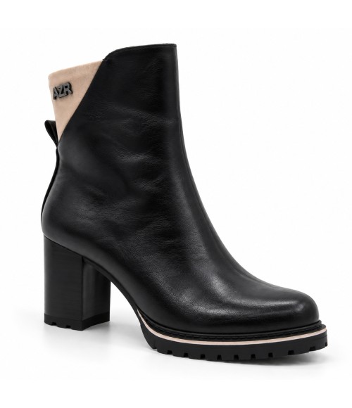 Botin Negro Tacon Alto Bloque Cremallera Montevita 105412