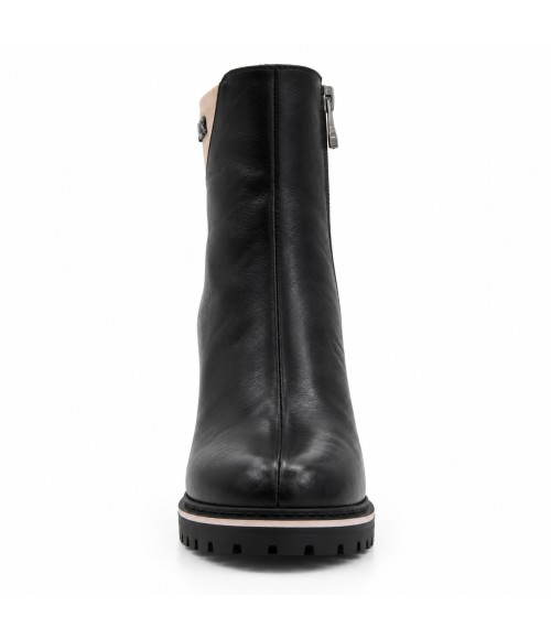Botin Negro Tacon Alto Bloque Cremallera Montevita 105412