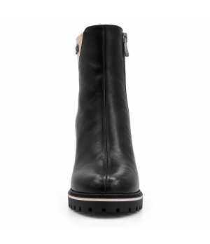 Botin Negro Tacon Alto Bloque Cremallera Montevita 105412
