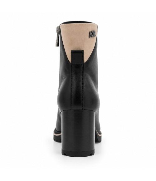 Botin Negro Tacon Alto Bloque Cremallera Montevita 105412